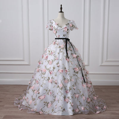 CG190 Real Pictures 3D Floral Wedding Gown