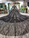 MM24 Black Mother & daughter matching Ball Gown with cape
