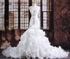 HW32 strapless crystals beaded layers mermaid wedding dress with train