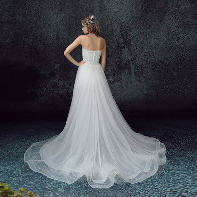 SS01 Short Front Long Back Wedding Dress