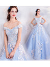 CG80 Light Blue Boat Neck Sleeveless Quinceanera dresses