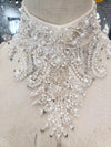 HW59 Real Pictures lantern Sleeve high neck crystal beaded Bridal Dress