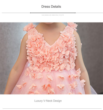 FG139 Luxury flower girl dress with mesh long cape