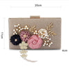 CB102 Handmade floral Bridal clutch bags with pearl chain(3Colors)