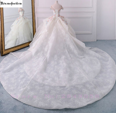 CG52 Vintage flowers Embroidery Bridal Dress
