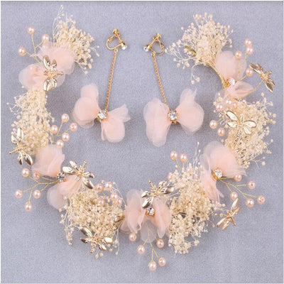 BJ53 Set of Flowers Crowns +Earrings Bridal Jewelry