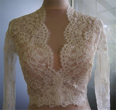 WJ20 Lace long sleeves Bridal Wraps