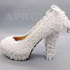 BS153 ivory lace pearls wedding shoes