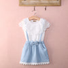 FG186 Set of Newborn Top+Denim Strap skirt