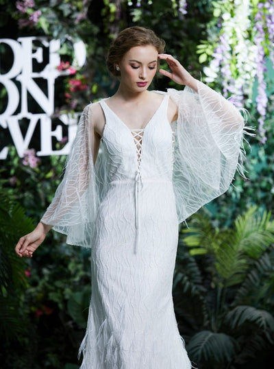 LG399 Real Pictures Evening Gown Feathers beaded +Jackets(2 colors )
