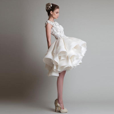 SS72 Chic Ruffles Short Bridal Gown