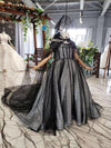 MM24 Black Mother & daughter matching Ball Gown with cape