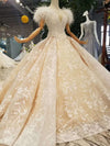 HW45 Handmade new design Ostrich feather shiny wedding gowns