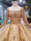 CG210 Real picture Golden beading wedding gown