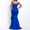 MX214 Plus size off Shoulder Slash Neck Maxi Dresses(2 Colors)
