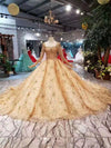 CG210 Real picture Golden beading wedding gown