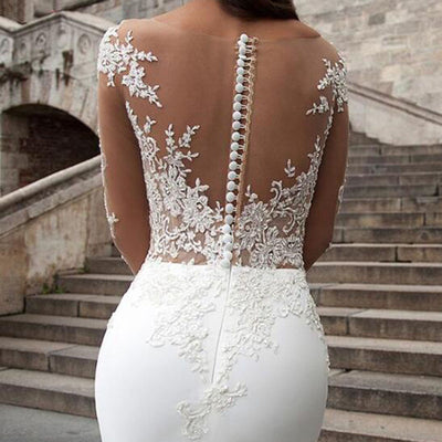 CW75 Sheer neckline Long Sleeves Bridal Gown