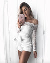 JR01 Slash neck Lace Strapless  Jumpsuit