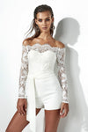 JR01 Slash neck Lace Strapless  Jumpsuit