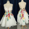 LG30 Plus size Lace Appliques 3D Flowers Prom Dresses