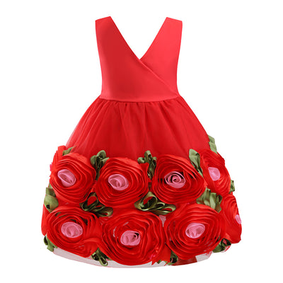FG385 Rose embroidered Party girl dresses (4 Colors )