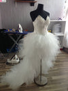 CG21 Feathers Short Front Long Back  Wedding Gown