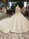 Hw359 Real pictures handmade high neck long sleeve beaded Bridal Gowns