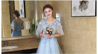 BH156 Korean Sweet A Line Tea-Length Bridesmaid Dresses (3 Colors)