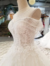 HW170 : O neck wedding dress with train 50cm
