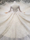HW60 Real pictures Luxury Sparkly high-neck long sleeve Wedding Dress