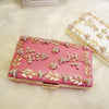 CB82 Handmade diamond pearl Party clutch bags (Pink/White)