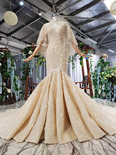 HW52 Luxury Spaghetti Straps mermaid wedding dress with jacket