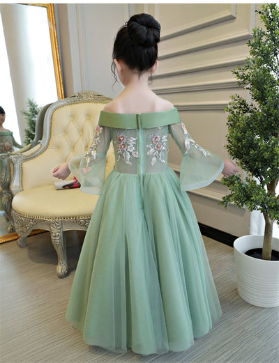 FG155 Luxurious off the shoulder flare sleeves Princess Girl Dresses
