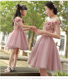 MM12 Off Shoulder Lace Flower Mommy & Me Dresses
