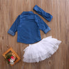 FG187 : 3pcs of set denim Top shirt+Tutu Skirt+Headband
