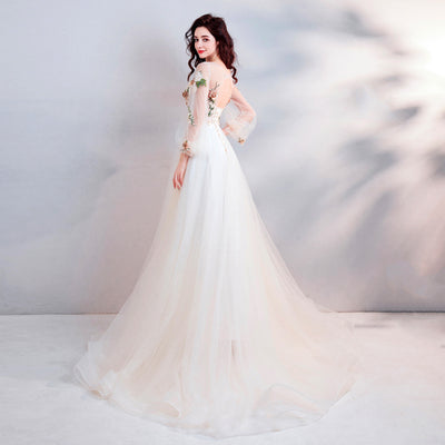 CG20 Champagne flower embroidery  Debutante Dress