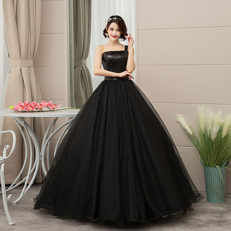 CG79 Black Bling Bling One-shoulder Quinceanera Dresses - Nirvanafourteen