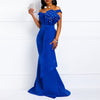 MX214 Plus size off Shoulder Slash Neck Maxi Dresses(2 Colors)