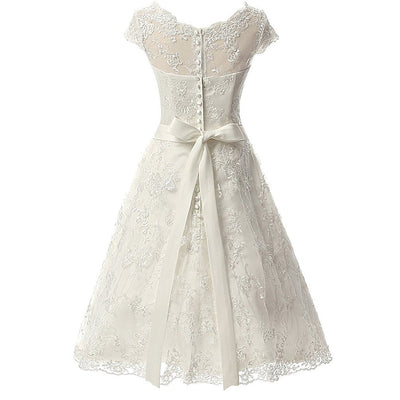 SS54 Cheap Cap Sleeve lace short wedding dress