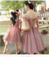 MM12 Off Shoulder Lace Flower Mommy & Me Dresses