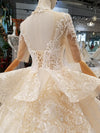 HW360 Real pictures shiny half sleeve high neck  Wedding gowns