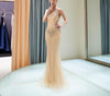 LG103 Luxury Gold Beaded  Mermaid Evening Gown