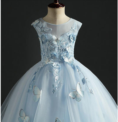 FG259 Butterfly Appliques Princess Girl Dress