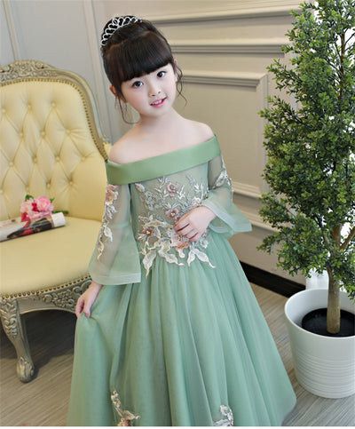FG155 Luxurious off the shoulder flare sleeves Princess Girl Dresses