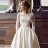 CW47 Long sleeve satin wedding dress with pockets