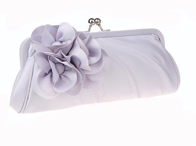CB249 : 3D Flower Satin Bridal clutch Purses (3 colors )