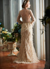LG273 Luxury Champagne Beading Feathers Evening Gown