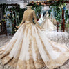 HW103 Luxury Muslim gold high neck Wedding Dress