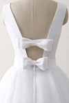 SS67 Simple Backless with Bow Beach Wedding Dresses