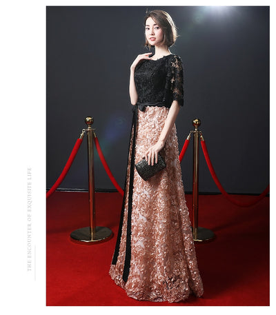 PP362 Half sleeves A-line Evening Dresses ( 3 Colors )